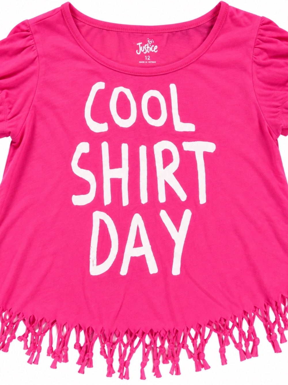 Justice Hot Pink Short Sleeve Tee with White 'Cool Shirt Day' Graphic size 20